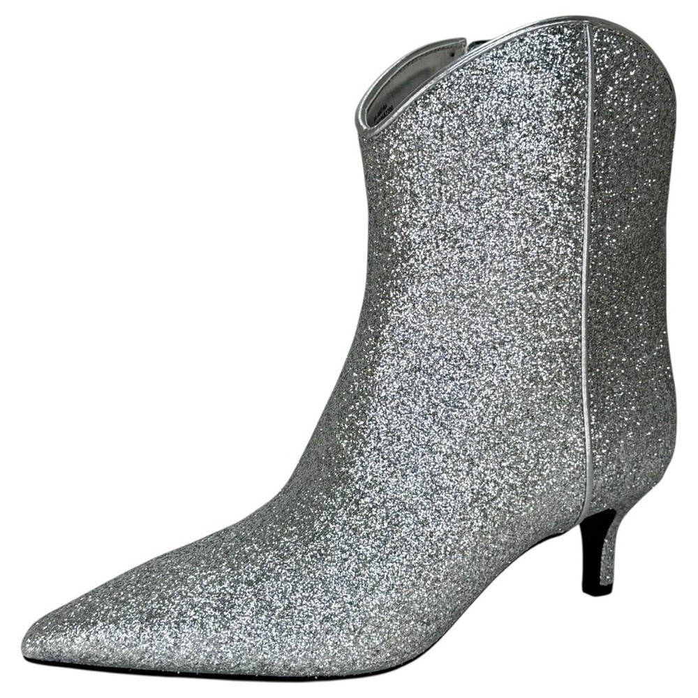 ON 34th Aatira Tulip Silver Glitter Womens Booties Size 8M - Picture 2 of 12